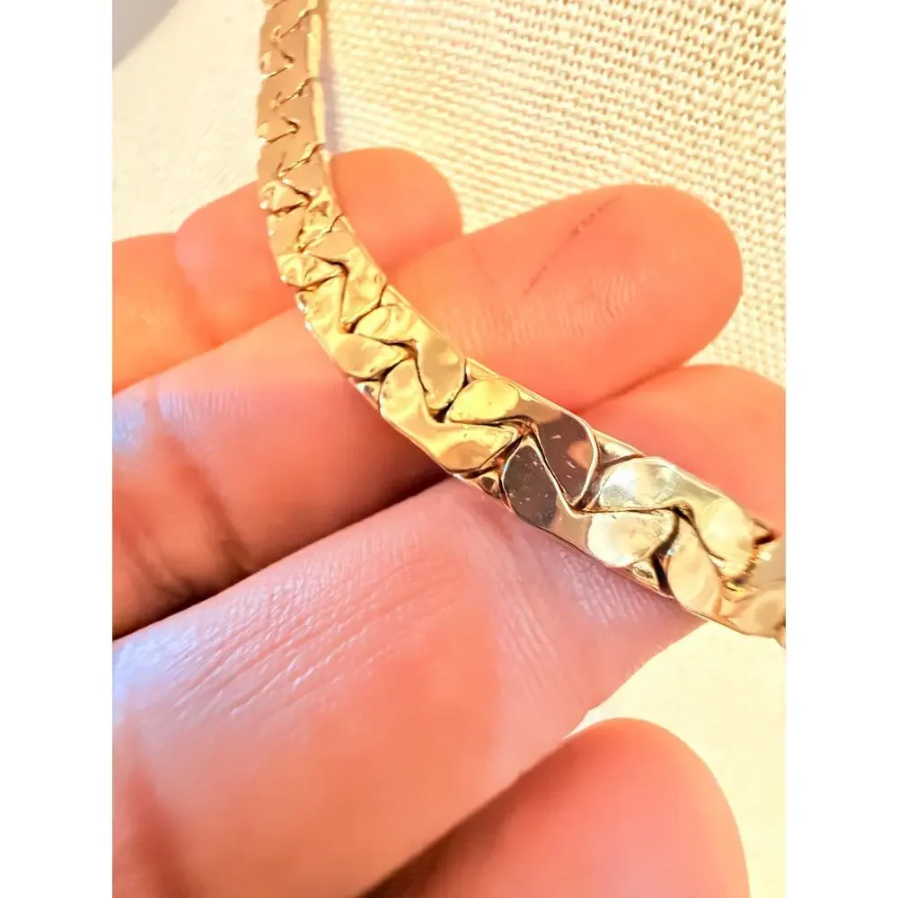 Vintage Gold Tone Hammered Collar Necklace 16”
